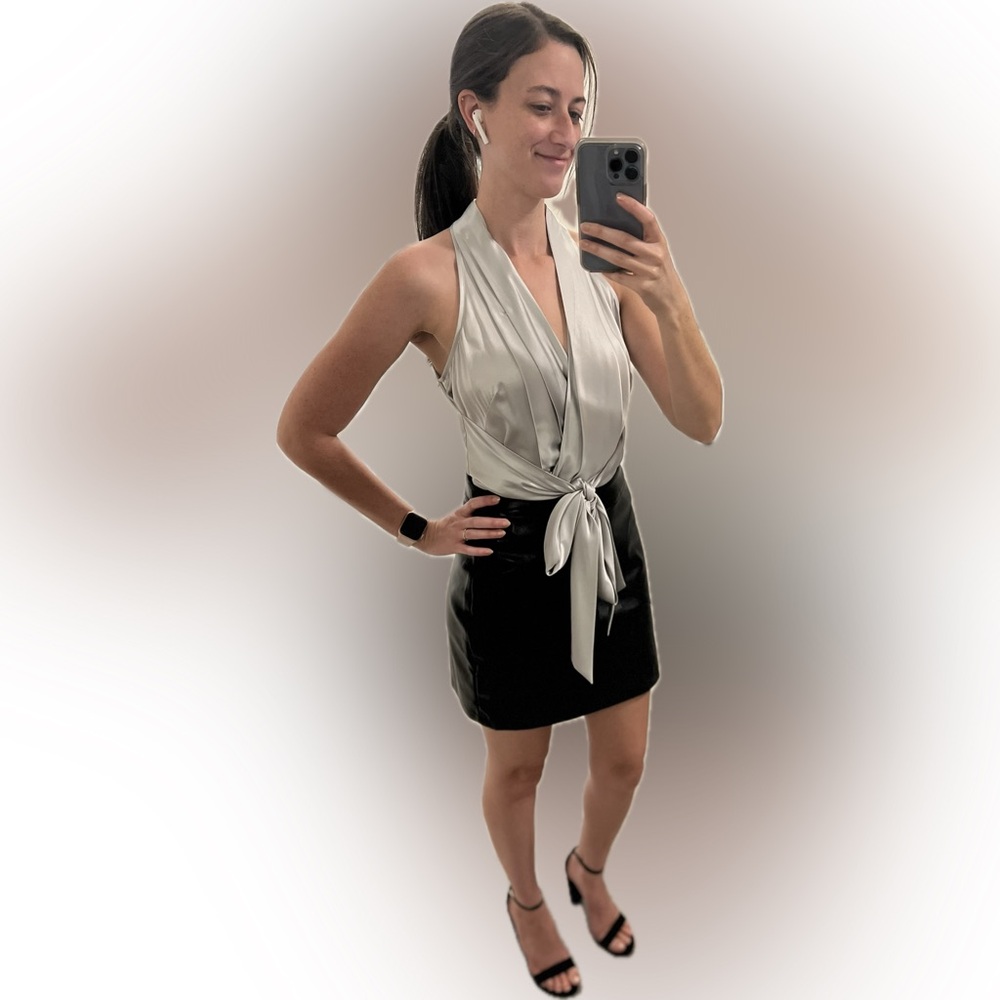 Ann Taylor Silk Front Tie Sleeveless Blouse